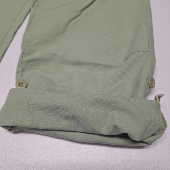 Woolrich Cropped Rolled Pants Petite Adjustable Green Buttons Womens 12 Short - Picture 5 of 10
